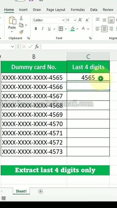 Excel for New Learners: How to extract last 4 digits only.